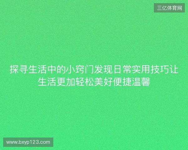 探寻生活中的小窍门发现日常实用技巧让生活更加轻松美好便捷温馨